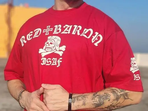 Red and white ISAF skull T-shirt by Red+Baron